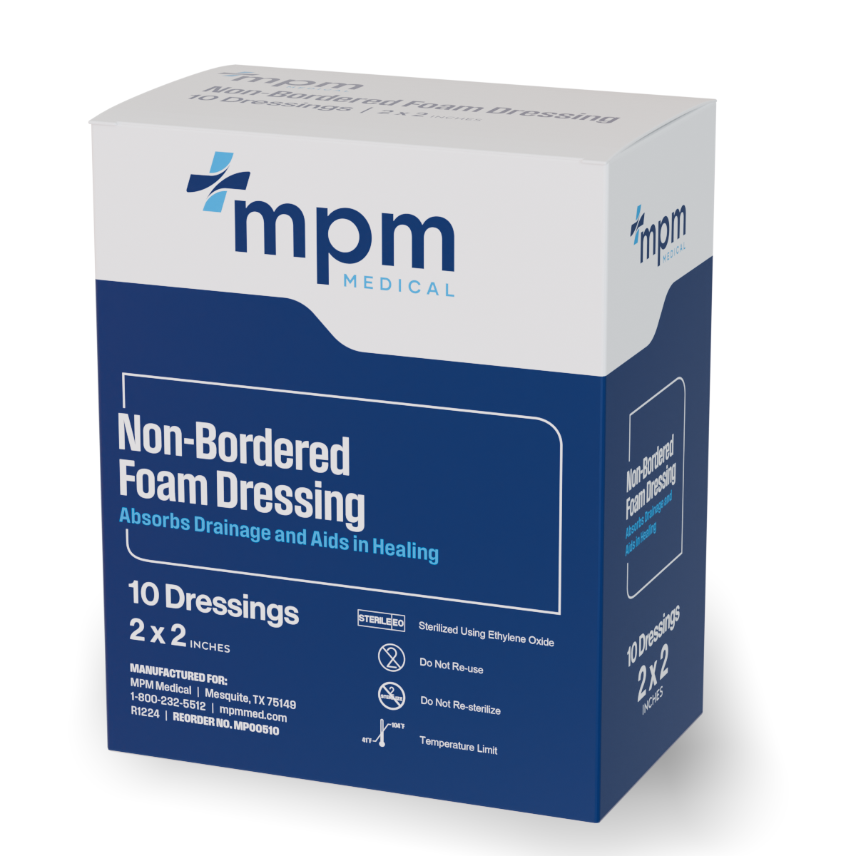 Foam Dressings Non-Bordered | Foam Dressing for Wounds | MPM Medical 6"x6" Foam Pad - 10ea Foam Dressings Non-Bordered | Foam Dressing for Wounds | MPM Medical 6"x6" Foam Pad - 10ea